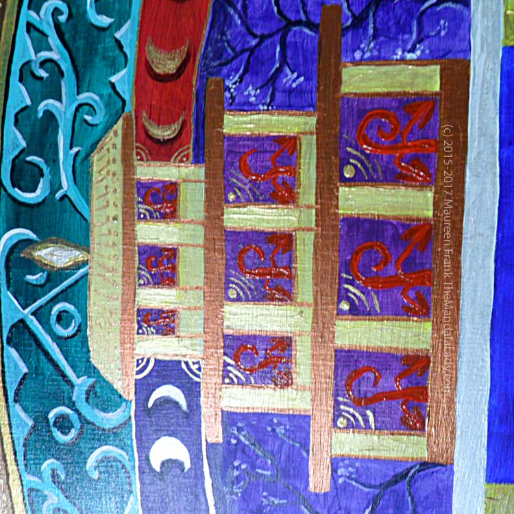 Archangel #1 Mandala: 17 - "new growth" symbols and gold "sun" within purple temple